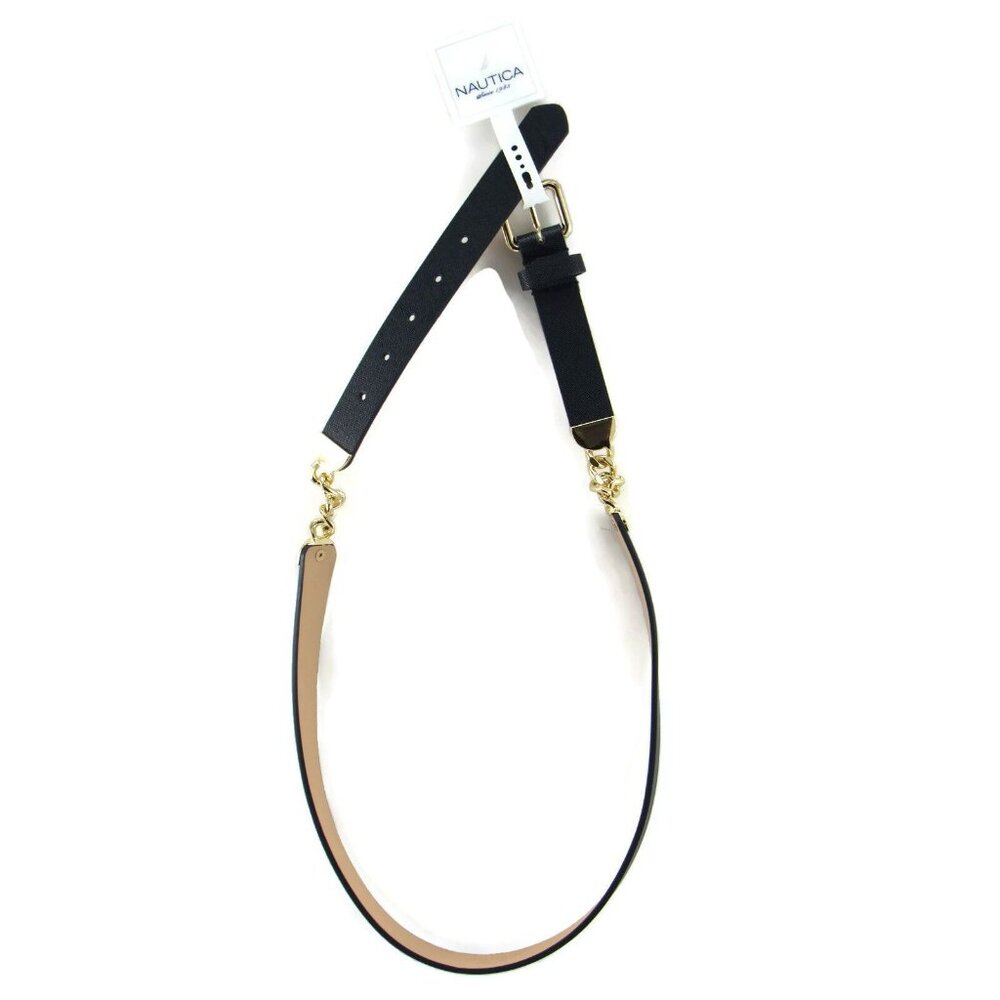 Nautica Women's Accessories Chain Accent Belt Black Size X-Large New - Picture 5 of 7